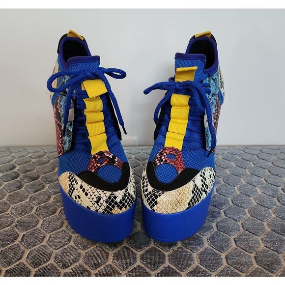 Vibrant Blue and Yellow Platform Sneakers - Picture 1 of 7